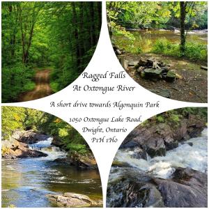a collage of four pictures of a river at Our Place Up North BnB in Huntsville