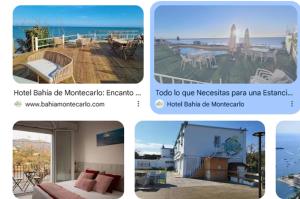 a collage of four pictures of a house at bahia montecarlo in Les Cases d'Alcanar