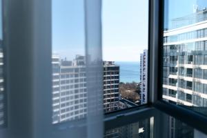 a view from a window of a city at Designer Studio - Rooftop - Sea View - Arcadia 200m in Odesa