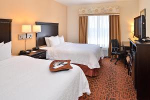 a hotel room with two beds and a flat screen tv at Hampton Inn Pecos in Pecos