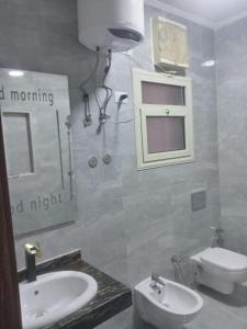 a bathroom with a sink and a toilet and a mirror at Luxor lights palace in Luxor