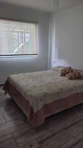 a bed in a white room with a window at La Candela in Olavarría +13 photos