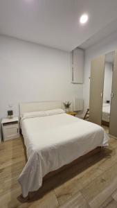 a white bedroom with a large white bed in it at Moderno Estudio en Alcobendas in Alcobendas