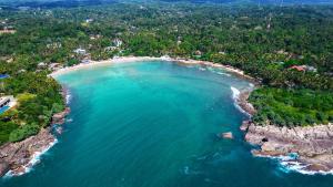 an aerial view of a beach near the ocean at The wave Dickwella in Dickwella