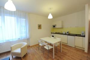 Kuchyň nebo kuchyňský kout v ubytování Toldi Apartments Pécs
