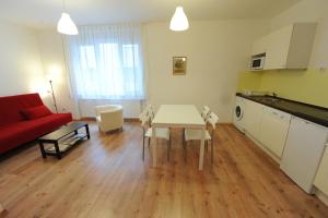 Kuchyň nebo kuchyňský kout v ubytování Toldi Apartments Pécs