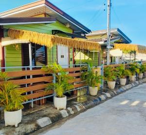 a row of potted plants in front of a building at Olango Island - Tiny Guest House - S&E-3 in Lapu Lapu City