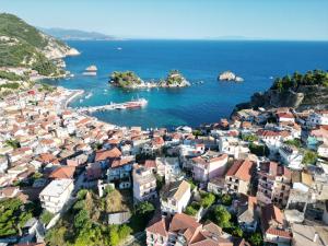 an aerial view of a town on the water at Citron, Parga Center Residence in Parga
