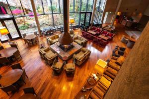 an overhead view of a living room with furniture at Hyatt Regency Hakone Resort and Spa in Hakone