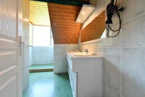 a bathroom with a sink and a mirror at Le mouly/grand gite in Miossens-Lanusse