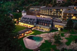 an aerial view of a resort with a large building at Andorra Park Hotel in Andorra la Vella