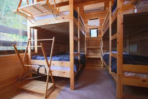 a bedroom with two bunk beds in a cabin at Bungee Inn in Minamiizu