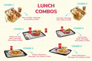 a poster showing the different types of food in lunch combos at goSTOPS Mussoorie, Picture Palace in Mussoorie