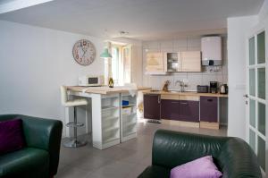 a living room with a couch and a kitchen at DeLuxe Afrodita Apartment in Rovinj +32 photos