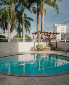 a swimming pool with palm trees in the background at Hotel Cianorte Diamond in Cianorte