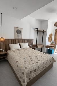 a bedroom with a large bed in a room at Harmonia Himara in Himare