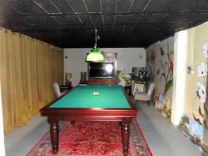 a room with a pool table and a tv at CHAMBRES D'HÔTES LASSAY'rénité in Lassay