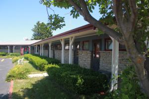 a building with a tree in front of it at Wisconsin Aire Motel in Random Lake