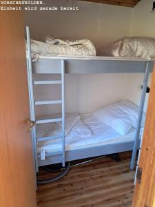 a couple of bunk beds in a room at Wald Chalet Nr 4 in Kellenhusen