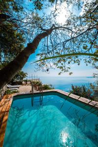 a swimming pool with a view of the ocean at Villa Punta del Sole in Positano