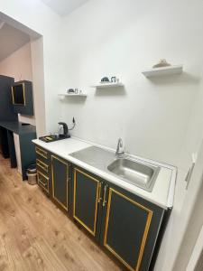 a kitchen with a sink and a counter at crown taksim hotel in Istanbul +76 photos