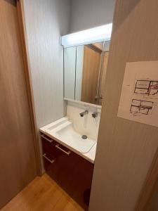 a bathroom with a sink and a mirror at OZ Fuji in Fujiyoshida +23 photos