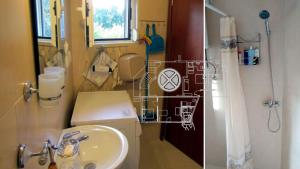 a bathroom with a sink and a toilet and a shower at Villa Lavanda in Sutomore +10 photos