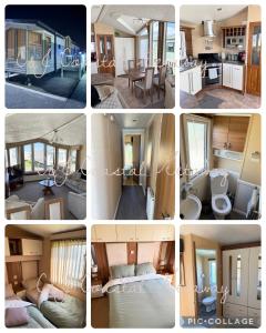 a collage of four pictures of a house at CJ Coastal Getaway #1 in Abergele
