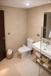 a bathroom with a toilet and a sink at Gav Remedios 20 in Ronda