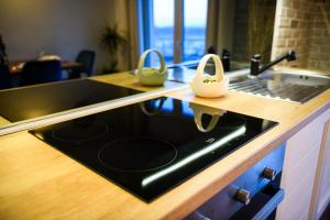 a kitchen counter with a stove and a sink at Kuća za odmor Aria in Krapina +52 photos
