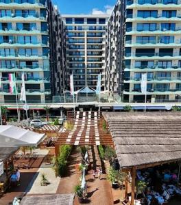 an aerial view of a city with tall buildings at Stefan Resort Mamaia Nord in Mamaia Sat/Năvodari