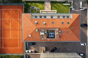 an overhead view of a building with an orange roof at Greif Hotel & Spa in Trieste