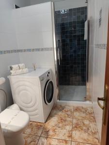 a bathroom with a washing machine and a toilet at Home2Book Stunning View La Era de Hermigua & Wifi in Hermigua +75 photos