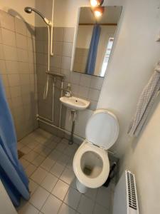 a bathroom with a toilet and a sink at City gæstehus kerteminde in Kerteminde