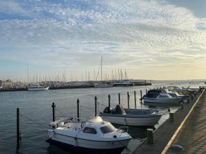 a group of boats docked at a dock in the water at City gæstehus kerteminde in Kerteminde +2 photos