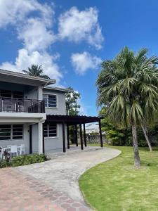 a palm tree in front of a house at Brightridge Condos in Bridgetown