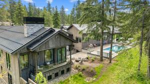 an aerial view of a house with a pool at Humble House in Cle Elum