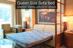 a room with a bed in a hotel room at MGM Signature Tower 2 8th Floor 2-Suite Strip View Balcony No Resort Fee in Las Vegas +38 photos