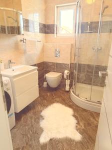 a bathroom with a sink toilet and a shower at Apartments Niko Novalja in Novalja +10 photos