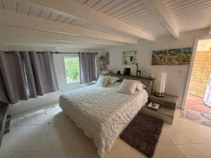 a bedroom with a large bed and a window at Villa Joëlle in Anse Marcel  +17 photos