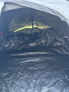 an inside of a tent that is wrapped in plastic at Zelt im Garten in Ingolstadt