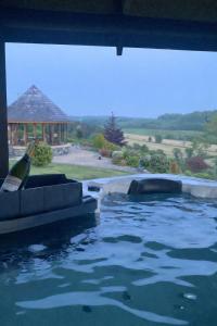 a pool of water with a house in the background at The Walnut Retreat Castlewellan in Ballyward