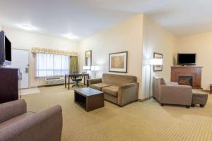 a living room with couches chairs and a television at Canalta Wainwright in Wainwright