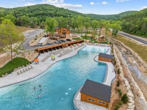 an aerial view of a pool at a resort at Timberline Hideaway with Hot Tub in Hollister