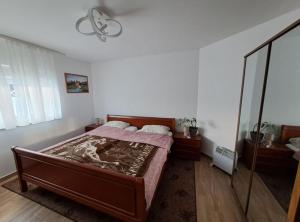 a bedroom with a bed and a large mirror at Apartment Freya in Zadoborje