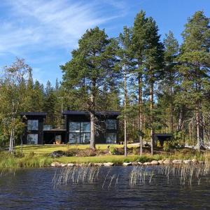 una casa en una isla en medio del agua en Villa Hiili, en Ähtäri