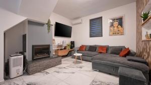 a living room with a couch and a fireplace at Villa Vinea by Villas Guide in Novakovec