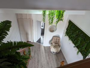 an overhead view of a living room with plants at Cozy AM Spa and Cinema in Andance