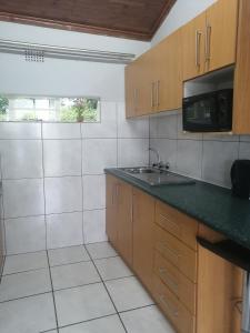 a kitchen with a sink and a microwave at Panorama home 19 in Graskop