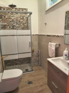 a bathroom with a shower and a toilet and a sink at La Casa Dei Nonni in Agerola +28 photos